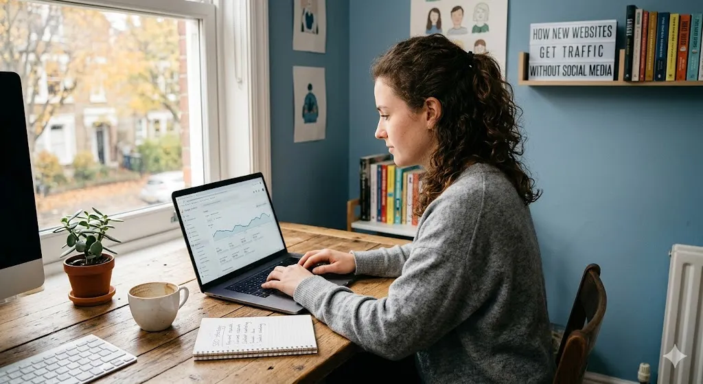 Digital Marketer Analyzing Website Traffic Growth